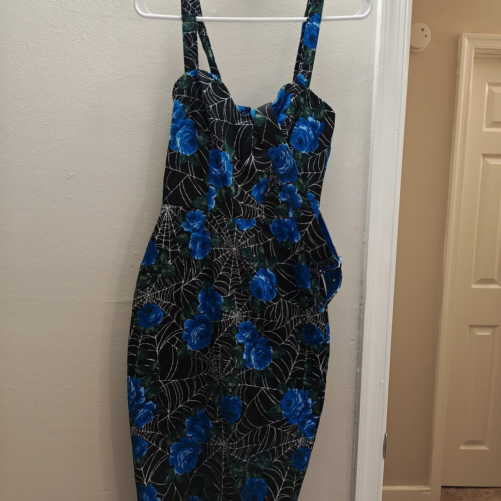 Vix Strapless Dress with Blue Floral Design